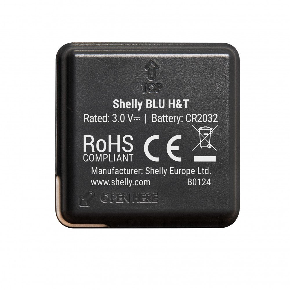 Bluetooth temperatūros ir drėgmės jutiklis Shelly Blu H&T Black