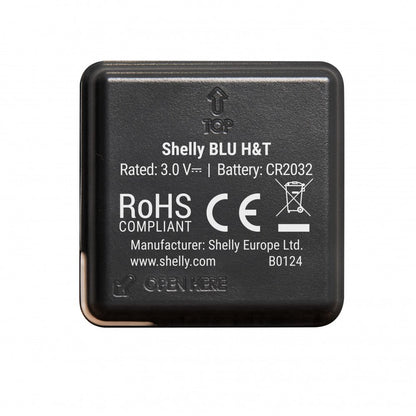 Bluetooth temperatūros ir drėgmės jutiklis Shelly Blu H&T Black