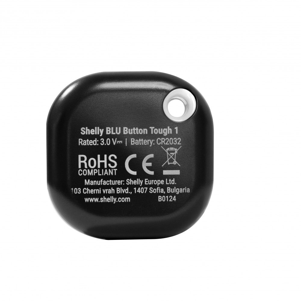Bluetooth ryšiu valdomas išmanusis mygtukas Shelly Blu Button 1 Tough juodos sp.