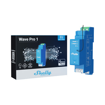 1-channel DIN rail smart switch with energy measurement Shelly Wave PRO 1