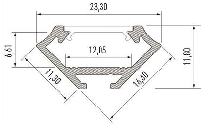 Profilis aliuminis anoduotas LED juostoms kampinis, paviršinis C, 2.02m LUMINES