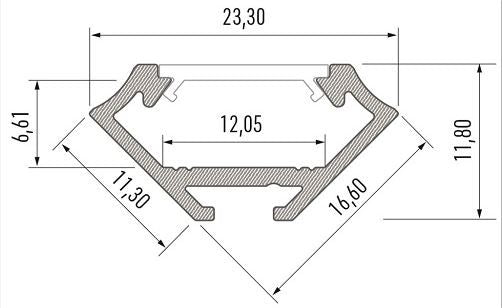 Profilis aliuminis anoduotas LED juostoms kampinis, paviršinis C, 2.02m LUMINES