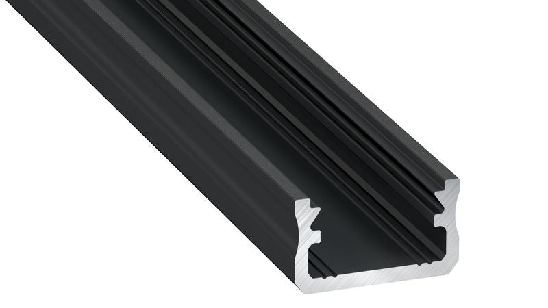 Profilis LED juostoms, aliuminis anoduotas juodas, paviršinis A, 3 metrai, Lumines